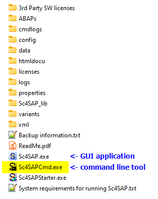 The command line tool in the program directory