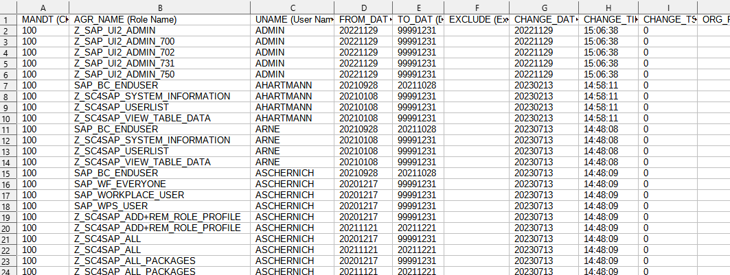 CSV file in spreadsheet application