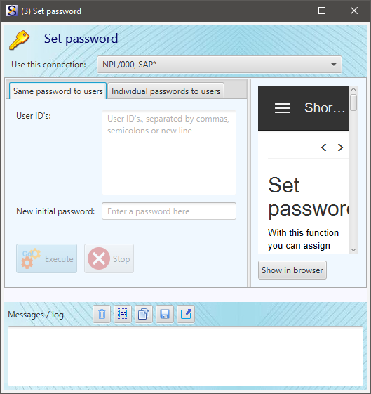 Shortcut for SAP systems - Set password (same password to users)
