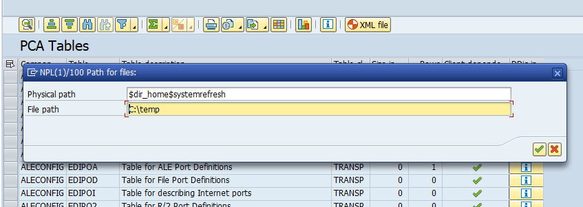 Specifying directories on SAP server and frontend 